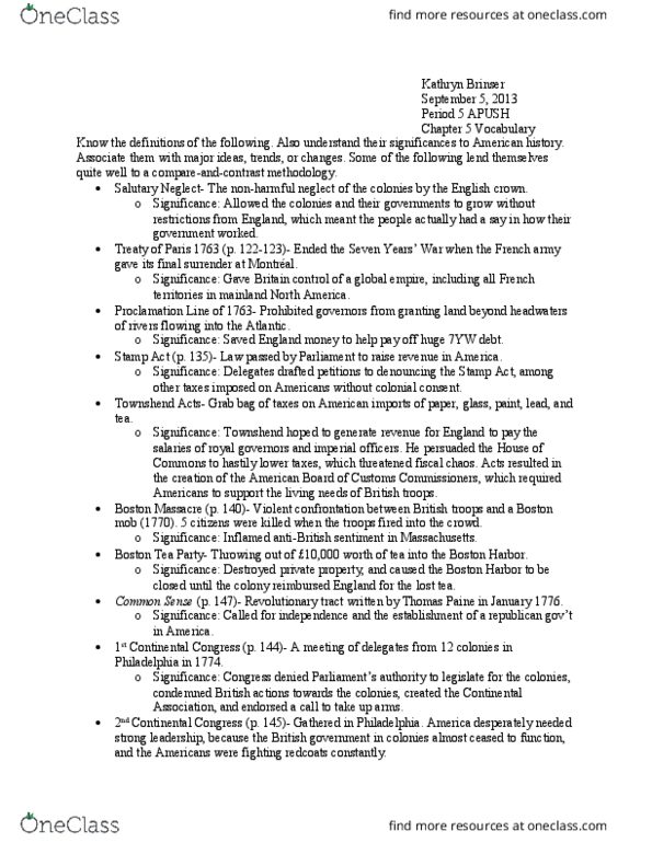 HIST-H 105 Lecture Notes - Lecture 1: Navigation Acts, Silversmith, Minutemen thumbnail