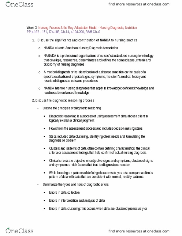 NSE 11A/B Lecture Notes - Lecture 3: Cluster Analysis, Critical Thinking, Nursing Diagnosis thumbnail