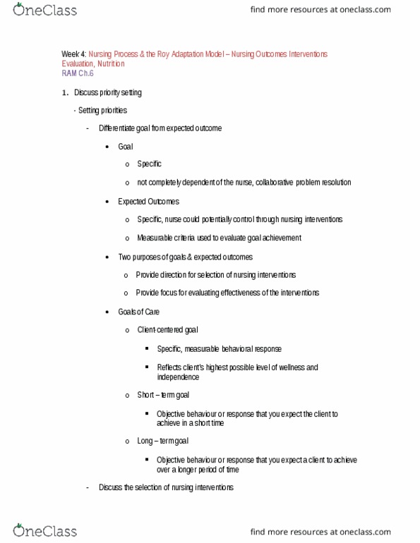 NSE 11A/B Lecture Notes - Lecture 4: Nursing Diagnosis, Nursing Care Plan thumbnail