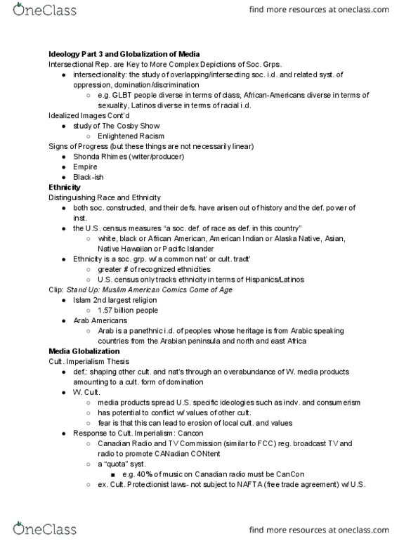 COMM 121 Lecture Notes - Lecture 12: Intersectionality thumbnail