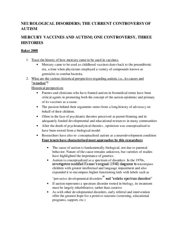 HLTC23H3 Lecture Notes - Autism Research Institute, Pervasive Developmental Disorder, Thiomersal Controversy thumbnail