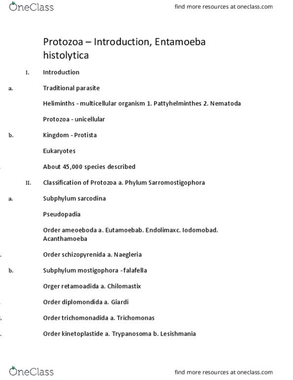 01:146:328 Lecture Notes - Lecture 1: Antibiotics, Amoeba, Protozoa thumbnail