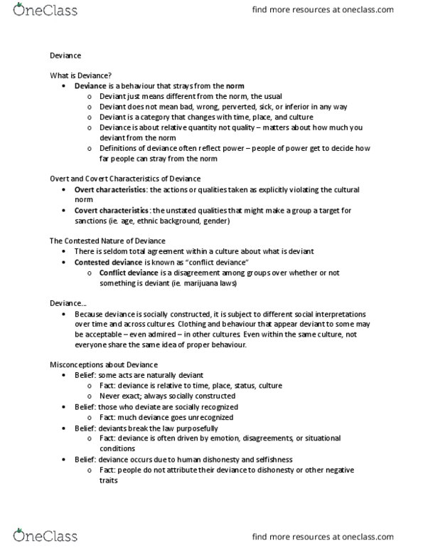 SOSA 1200X Chapter Notes - Chapter 6: Edwin Sutherland, Dominant Culture, Working Poor thumbnail