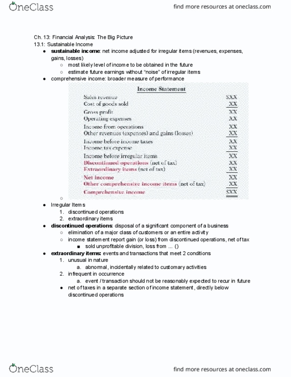 ECON 3A Chapter Notes - Chapter 13: Income Statement, Pro Forma, Retained Earnings thumbnail