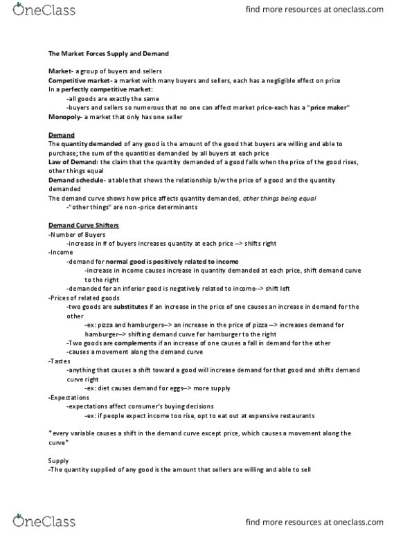 ECO 101 Chapter Notes - Chapter 4: Demand Curve, Perfect Competition, Inferior Good thumbnail