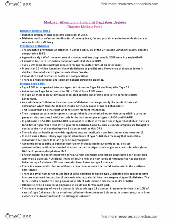 NURSING 2LA2 Lecture Notes - Lecture 2: Gestational Diabetes, Latent Autoimmune Diabetes Of Adults, Diabetes Mellitus Type 2 thumbnail