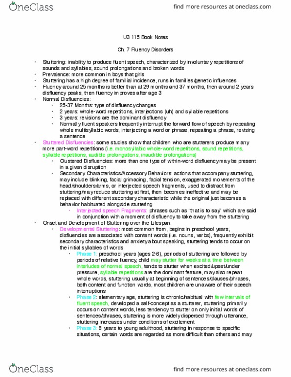 SLHS 11500 Chapter Notes - Chapter Unit 3: Delayed Auditory Feedback, Vocal Tract, List Of Voice Disorders thumbnail