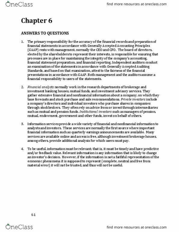 AFM101 Chapter Notes - Chapter 6: Asset, Financial Statement, Retained Earnings thumbnail