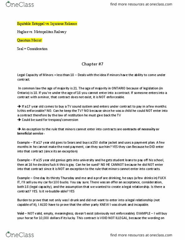 COMM231 Lecture Notes - Lecture 8: Metropolitan Railway, Estoppel, Certified Check thumbnail