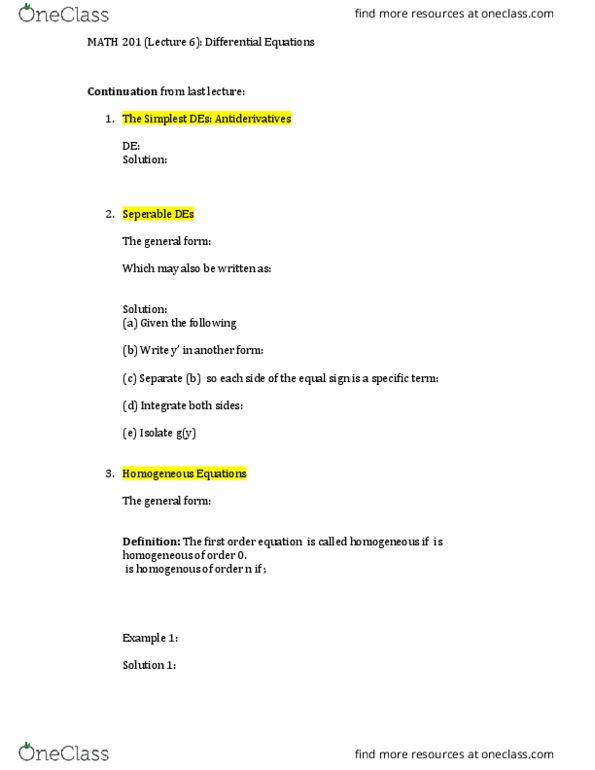 MATH201 Lecture Notes - Lecture 6: Integrating Factor thumbnail