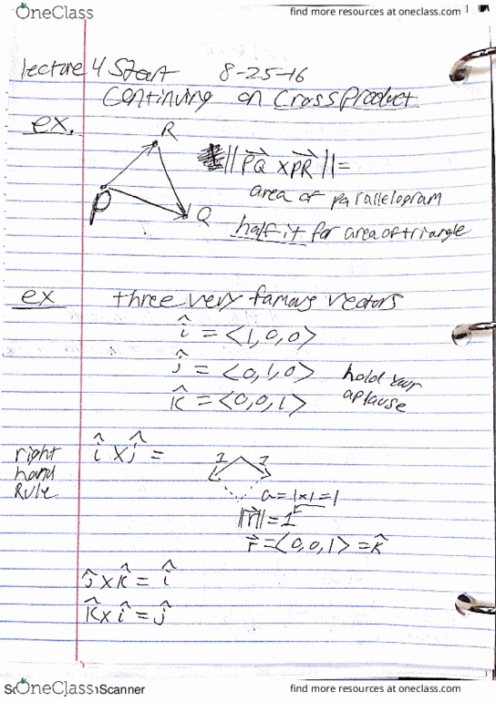 MATH 2163 Lecture 4: Cross Product+ thumbnail