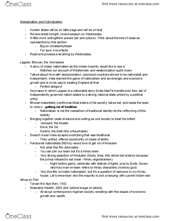 IGS 10a Lecture Notes - Lecture 16: Lagaan, Dalit, Latte thumbnail