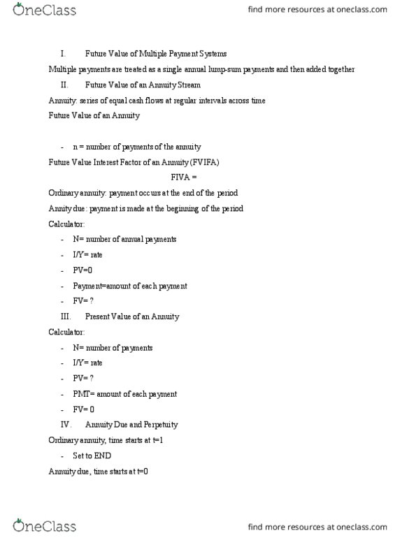 FIN 3100 Lecture Notes - Lecture 4: Cash Flow, Amortization Schedule thumbnail