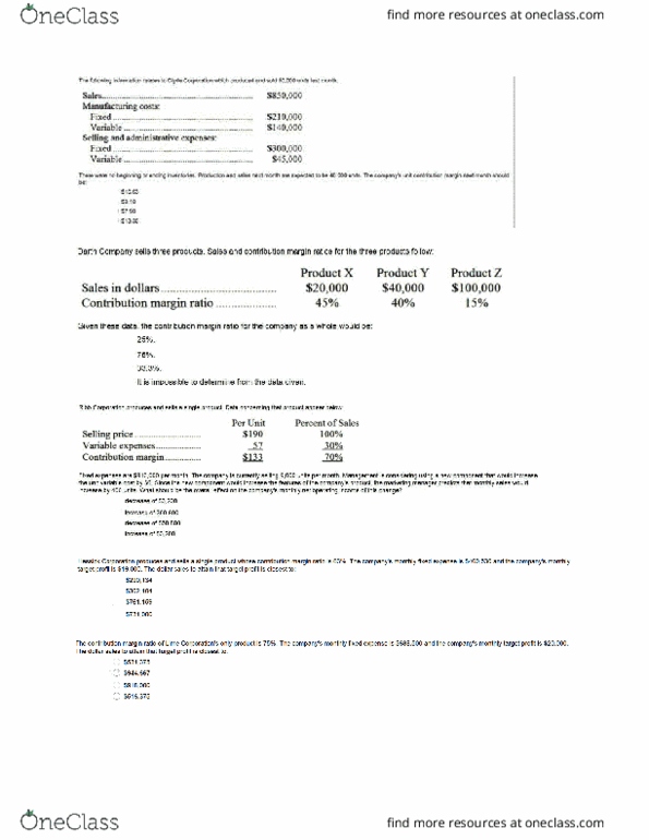 ACCT 2200 Lecture Notes - Lecture 3: Earnings Before Interest And Taxes, Contribution Margin, Operating Leverage thumbnail