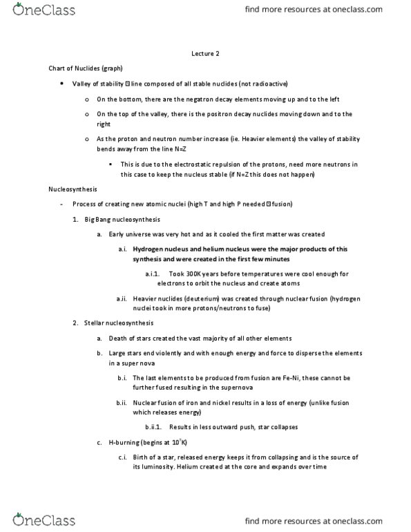 EARTH221 Lecture Notes - Lecture 2: Stellar Nucleosynthesis, Nuclear Fusion, Positron thumbnail