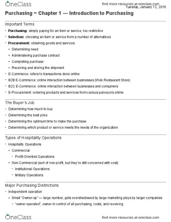 CSH 3200 Lecture Notes - Lecture 1: Federal Meat Inspection Act, National Restaurant Association, Fleet Management Software thumbnail