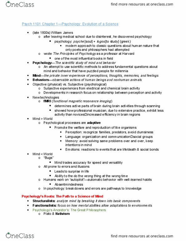 PSYCH 1101 Chapter Notes - Chapter 1: Jean Pierre Flourens, John B. Watson, Functional Magnetic Resonance Imaging thumbnail