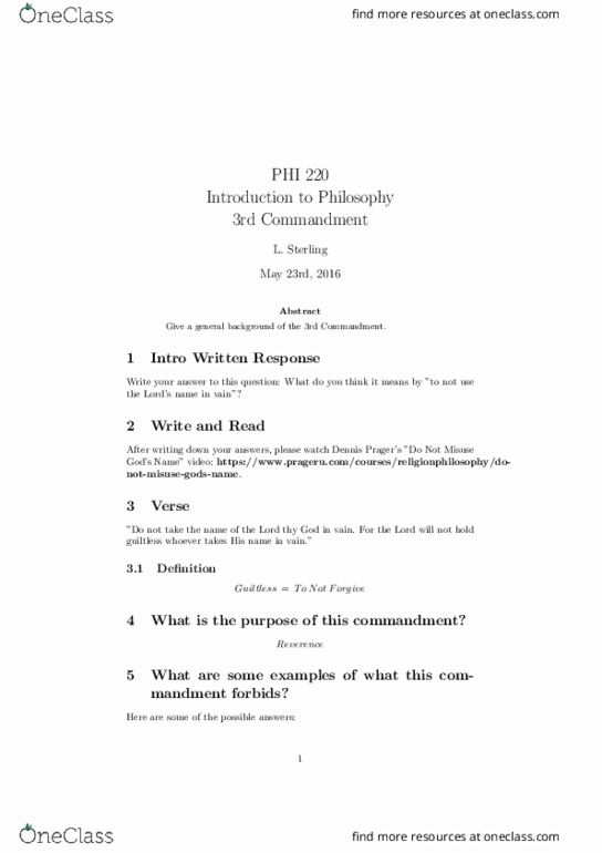 PHI 220 Lecture Notes - Lecture 3: Profanity, Dennis Prager, New International Version thumbnail