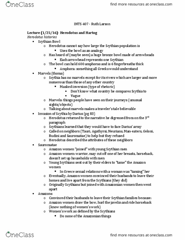 INTS 407 Lecture Notes - Lecture 1: Sarmatians, Agathyrsi, Budini thumbnail