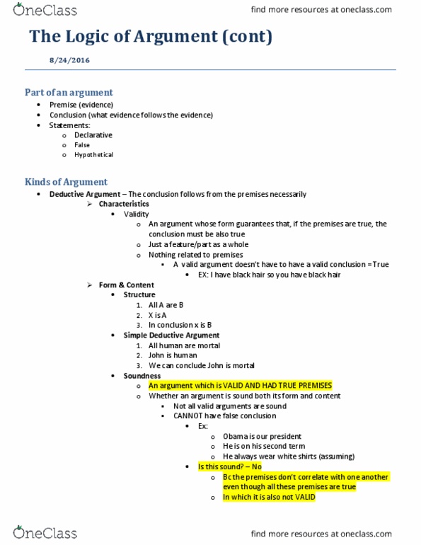 PHIL 101 Lecture Notes - Lecture 2: Modus Ponens, Soundness, James Rachels thumbnail