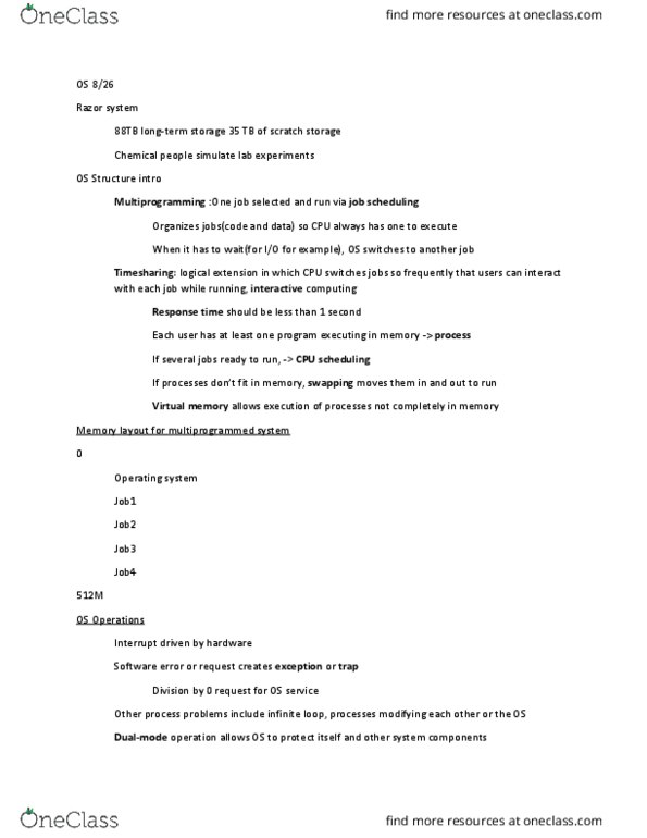 CSCE 3613 Lecture Notes - Lecture 3: Infinite Loop, Job Scheduler, Operating System thumbnail