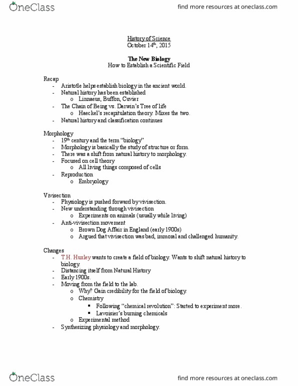 HIS-3464 Lecture Notes - Lecture 1: Brown Dog Affair, Animal Rights, Natural Philosophy thumbnail