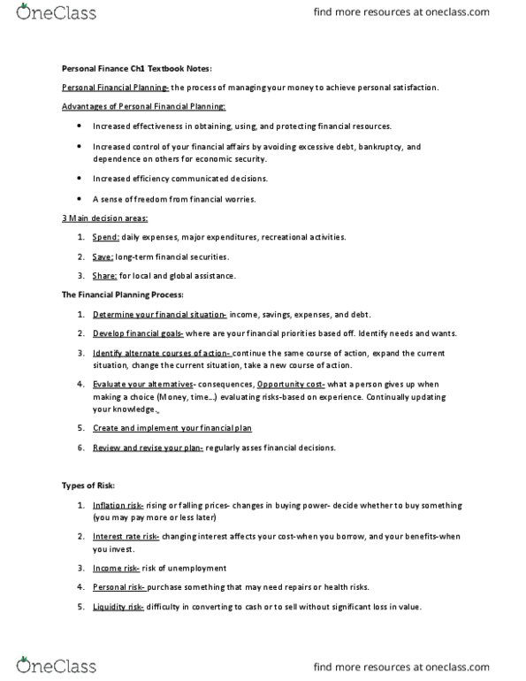 FIN 2100 Chapter Notes - Chapter 1.: Interest Rate Risk, Financial Instrument, Liquidity Risk thumbnail