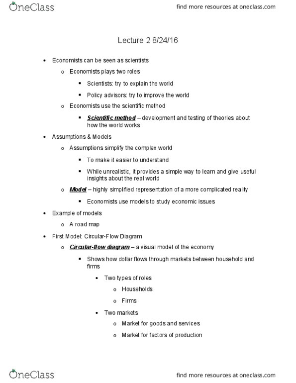 ECON 2304 Lecture Notes - Lecture 2: Scientific Method, Opportunity Cost, Positive Statement thumbnail