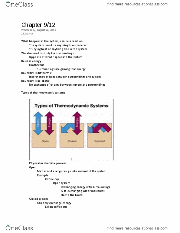 CHEM 113 Lecture Notes - Lecture 1: Coffee Cup, Exothermic Process, Thermodynamics thumbnail