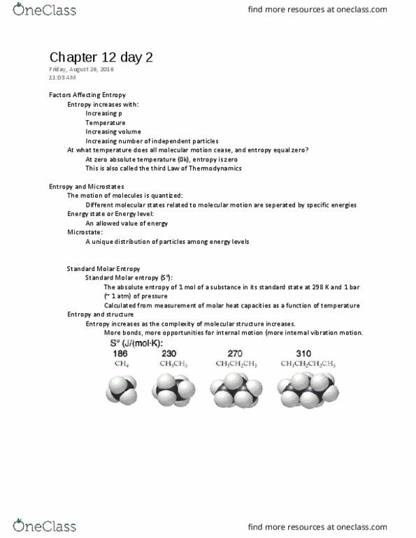 CHEM 113 Lecture Notes - Lecture 2: Energy Level, Thermodynamics thumbnail