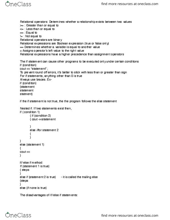 CMPSC 201 Chapter Notes - Chapter 4: Boolean Expression thumbnail