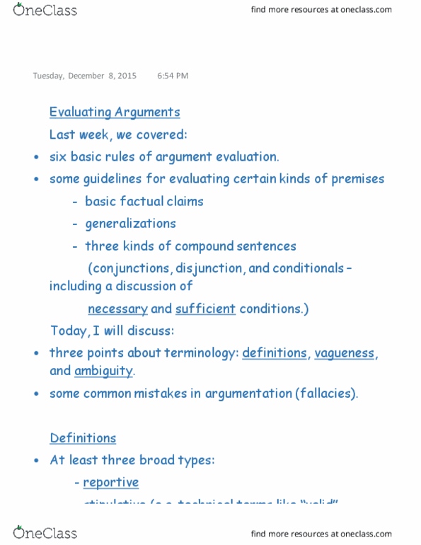 SSH 105 Lecture Notes - Lecture 11: The Slippery Slope, Apple Pie, False Dilemma thumbnail