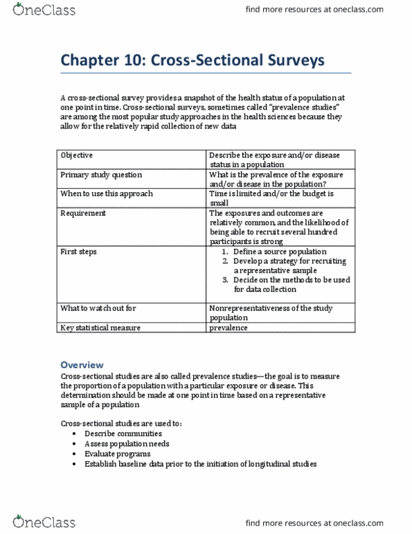 HSA 4702 Chapter Notes - Chapter 10: Longitudinal Study thumbnail