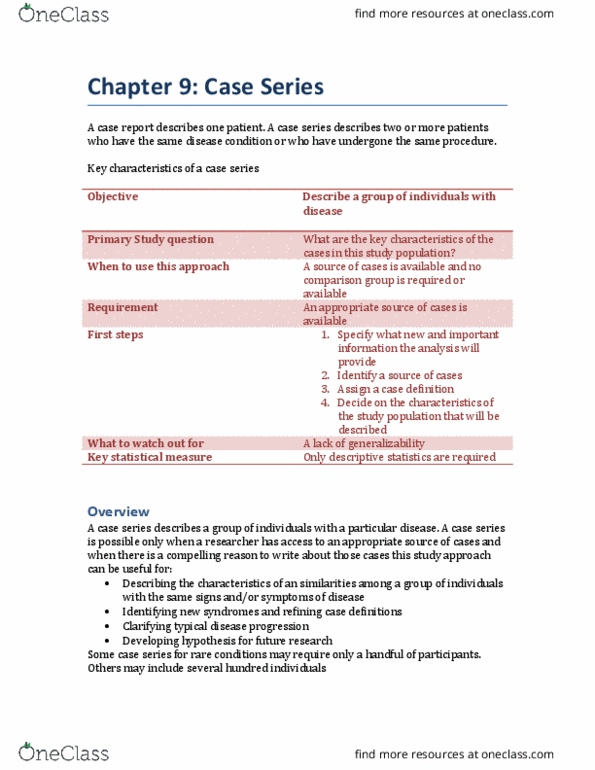 HSA 4702 Chapter Notes - Chapter 9: Descriptive Statistics, Case Report, Case Fatality Rate thumbnail