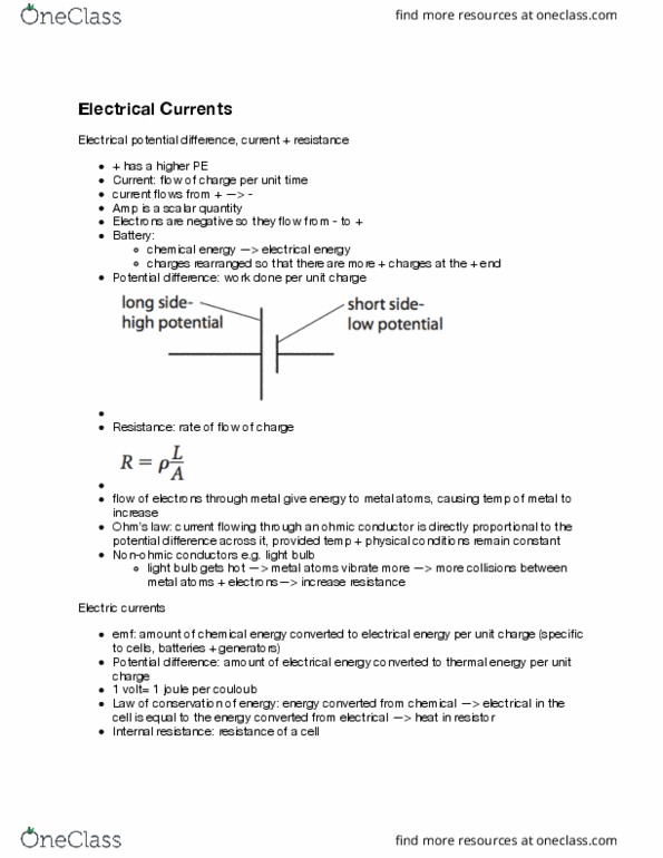 PHY152H1 Chapter Notes - Chapter 19: Series And Parallel Circuits, Internal Resistance, Electric Potential thumbnail