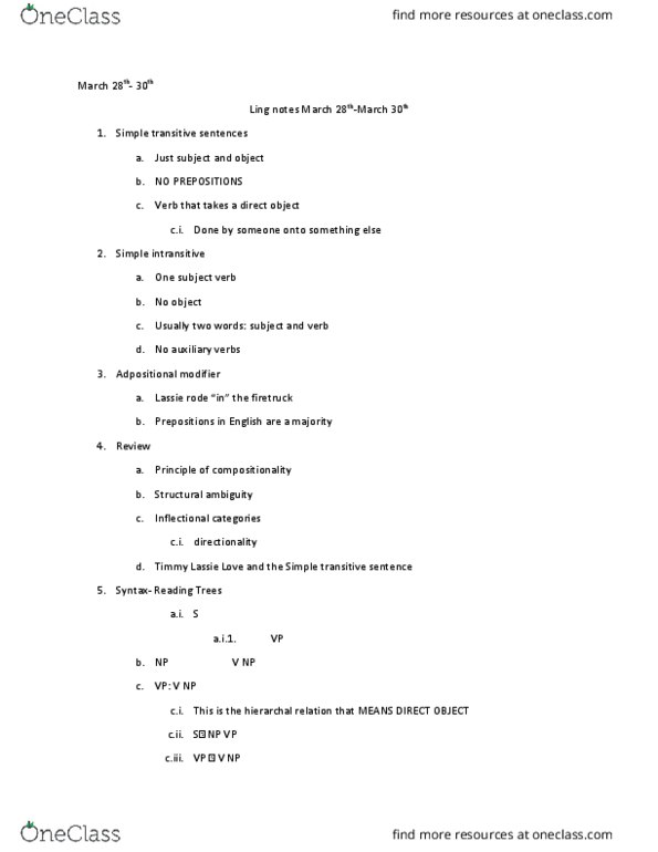 LING 150A1 Lecture Notes - Lecture 7: Sentence Clause Structure, Principle Of Compositionality, Clothes Hanger thumbnail