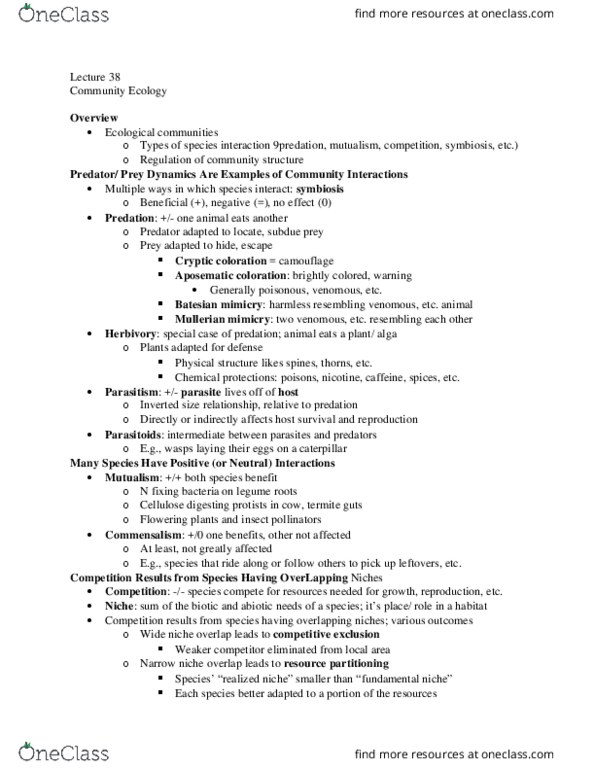 BSC 116 Lecture Notes - Lecture 38: Diversity Index, Camouflage, Ecological Niche thumbnail