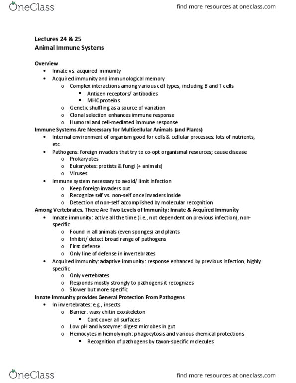 BSC 116 Lecture Notes - Lecture 24: Antimicrobial Peptides, B-Cell Receptor, Innate Immune System thumbnail