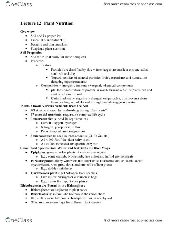 BSC 116 Lecture Notes - Lecture 12: Venus Flytrap, Cuscuta, Haustorium thumbnail