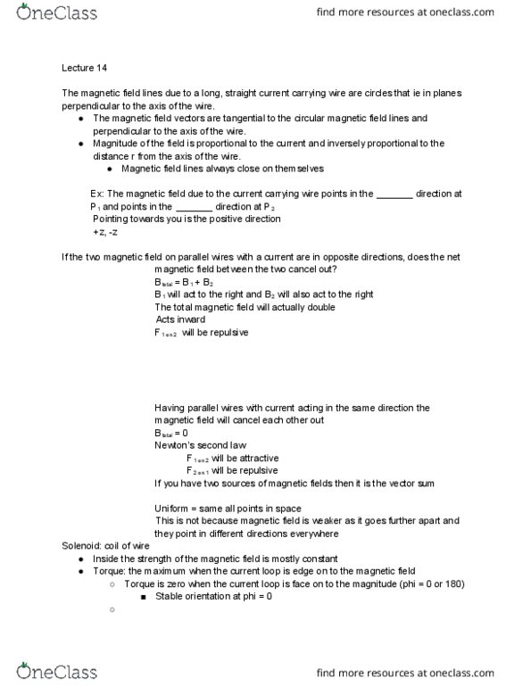 PHYS 6B Lecture Notes - Lecture 14: Solenoid thumbnail