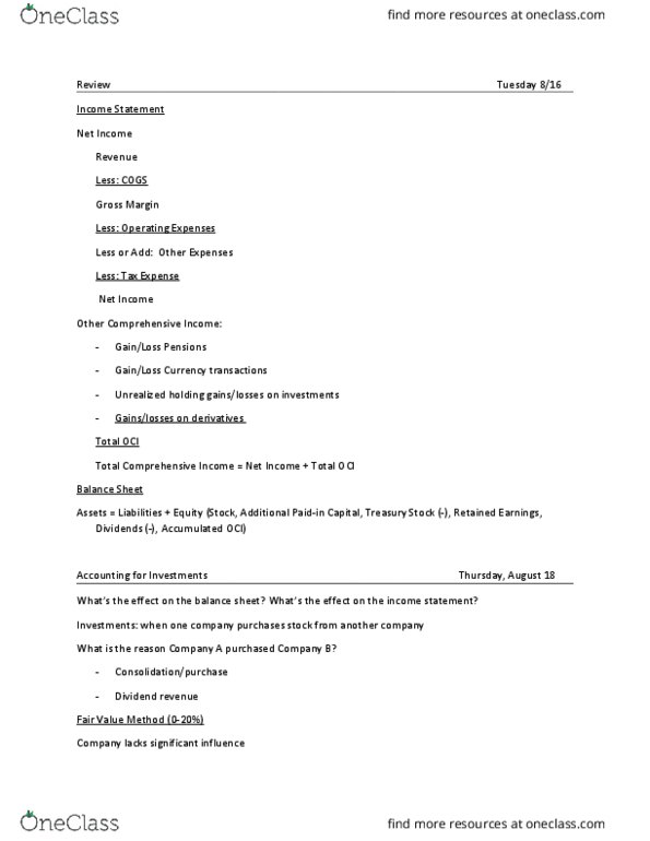 ACCT 4100 Lecture Notes - Lecture 2: Equity Method, Income Statement, Financial Statement thumbnail