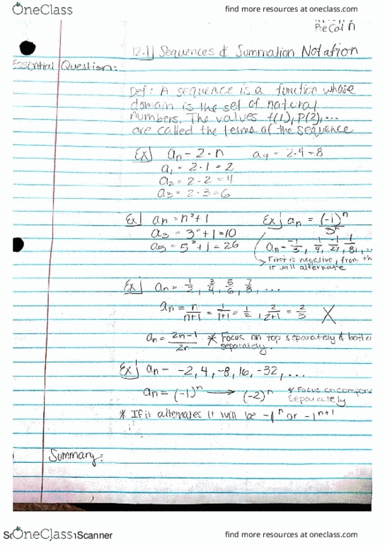 MATH 019 Lecture 2: Sequences And Summation Notation thumbnail