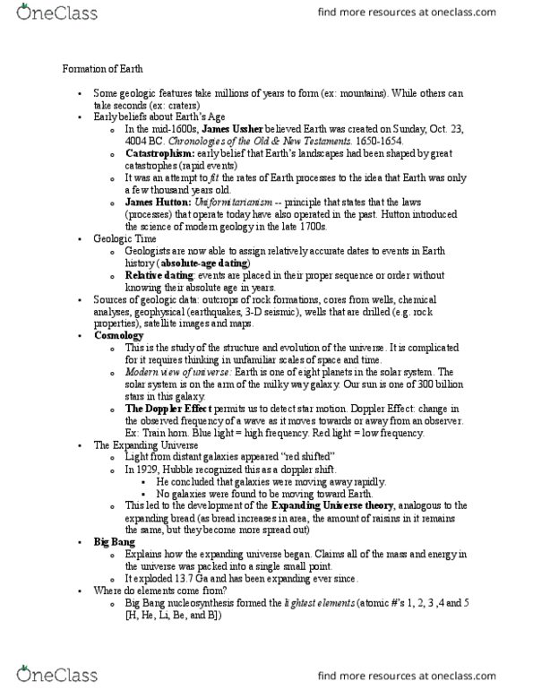 GEOL 1010 Lecture Notes - Lecture 1: 30 Foot Fall, James Hutton, James Ussher thumbnail