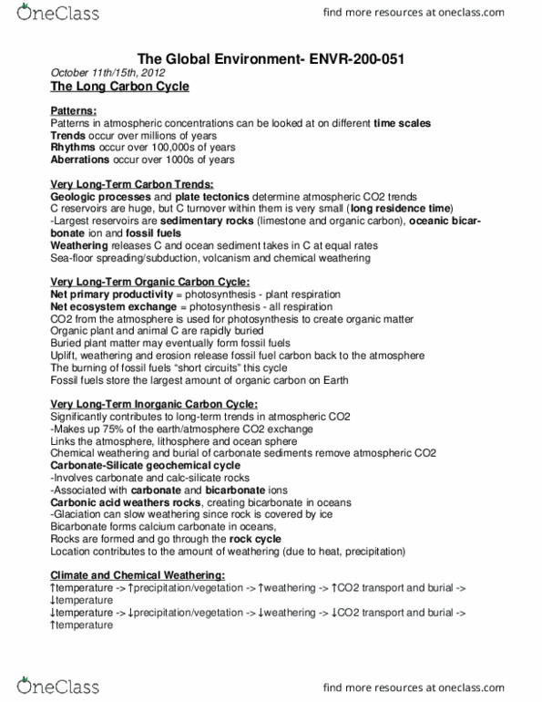 ENVR 200 Lecture Notes - Lecture 12: Primary Production, Lithosphere thumbnail