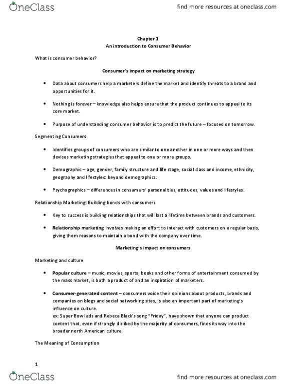 MARK 305 Chapter Notes - Chapter 1 - 6 : Sensory Memory, List Of Doughnut Shops, Reinforcement thumbnail