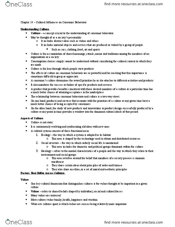 Management and Organizational Studies 3321F/G Chapter Notes - Chapter 14: Geert Hofstede, Binary Opposition, Social Code thumbnail