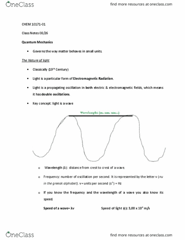 CHEM 10171 Lecture Notes - Lecture 1: Photon thumbnail