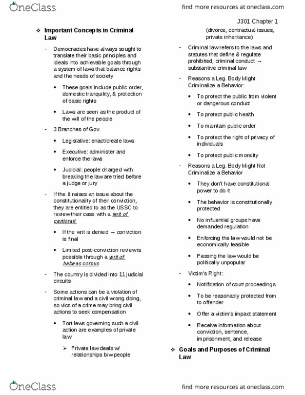 SPEA-J - Public And Environmental Affairs SPEA-J 301 Chapter Notes - Chapter 1: Private Law, Misdemeanor, United States Federal Sentencing Guidelines thumbnail