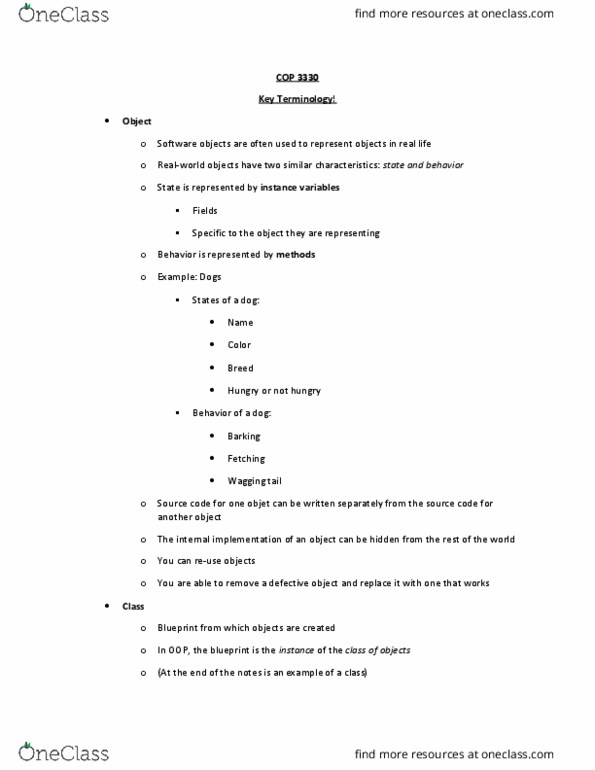 COP 3330 Lecture Notes - Lecture 1: Encase thumbnail