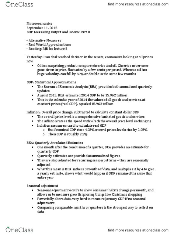 AS.180.101 Lecture Notes - Lecture 4: Seasonal Adjustment, Gross National Product, Transfer Payment thumbnail